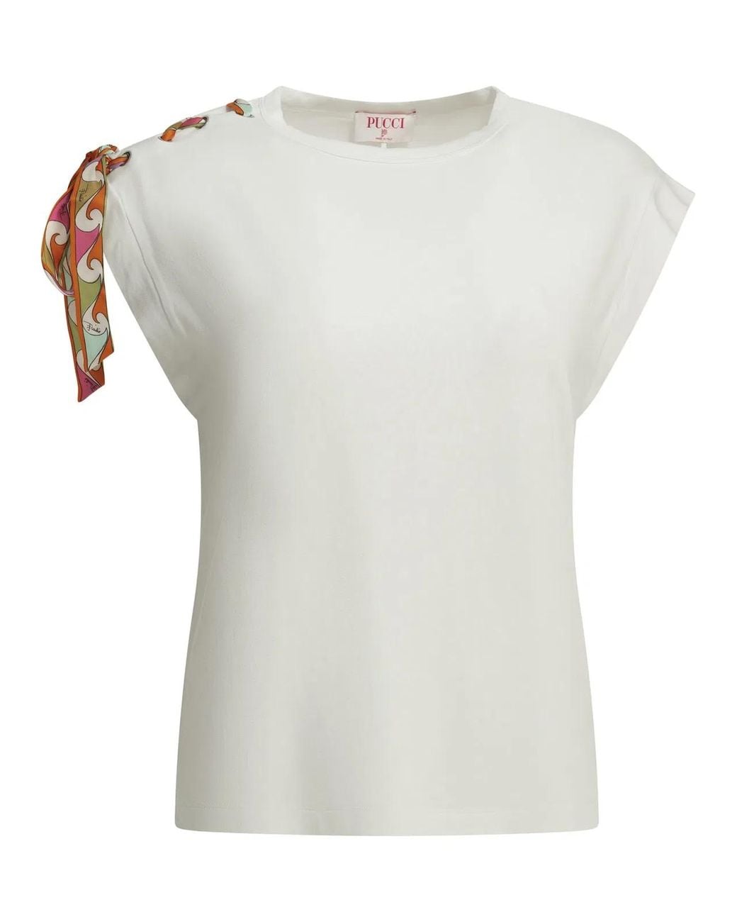 Emilio Pucci White Crew-Neck T-Shirt With Printed Detail