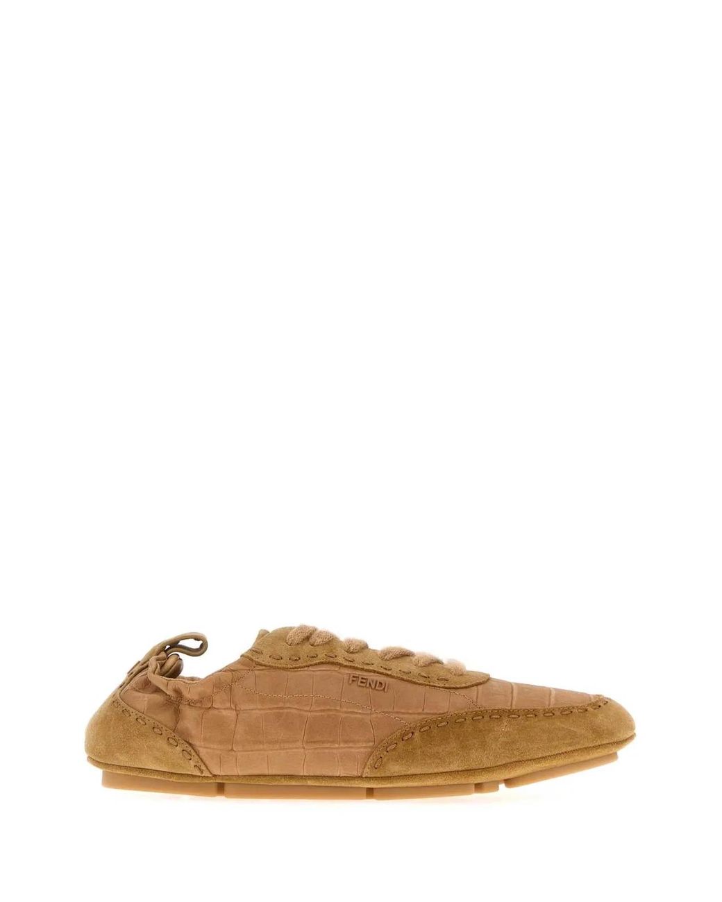 Fendi Brown Leather And Suede Fit Sneakers for men