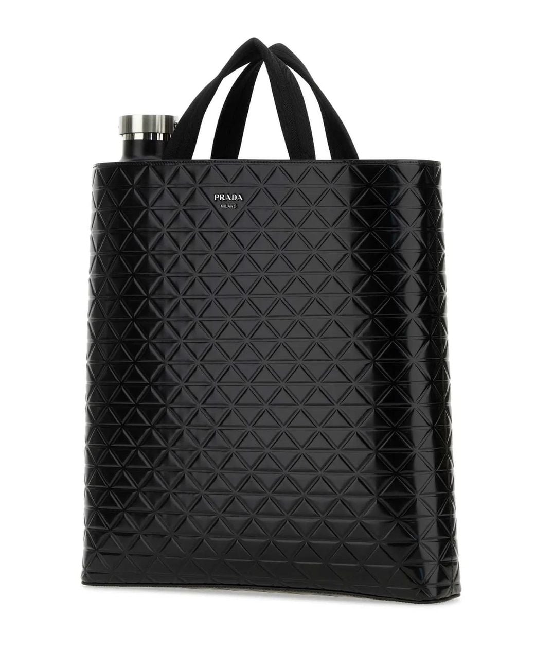 Prada Black Smooth Leather Tote Bag for men