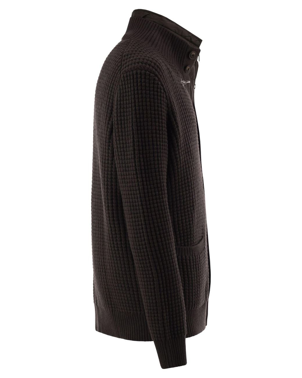 Fay Black Wool Cardigan With Removable Padded Gilet for men