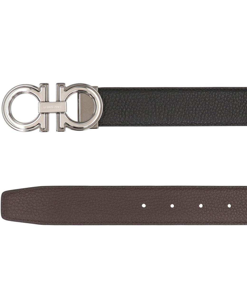 Ferragamo Black Gancini Reversible Leather Belt for men