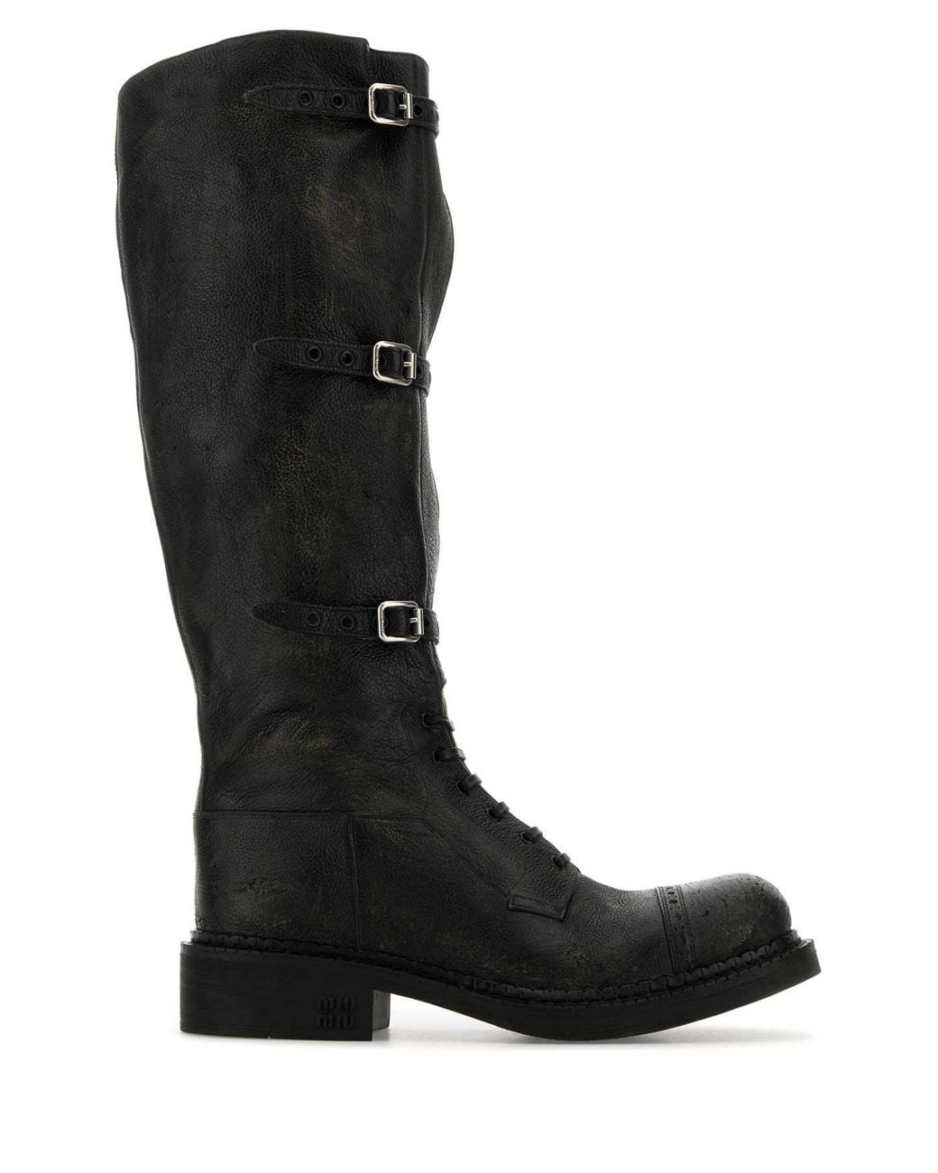 Miu Miu Black 100% Calf Leather Boots
