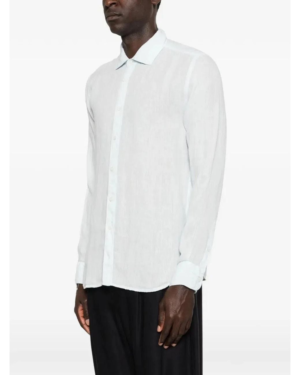 120% Lino White Slim Fit Shirt for men