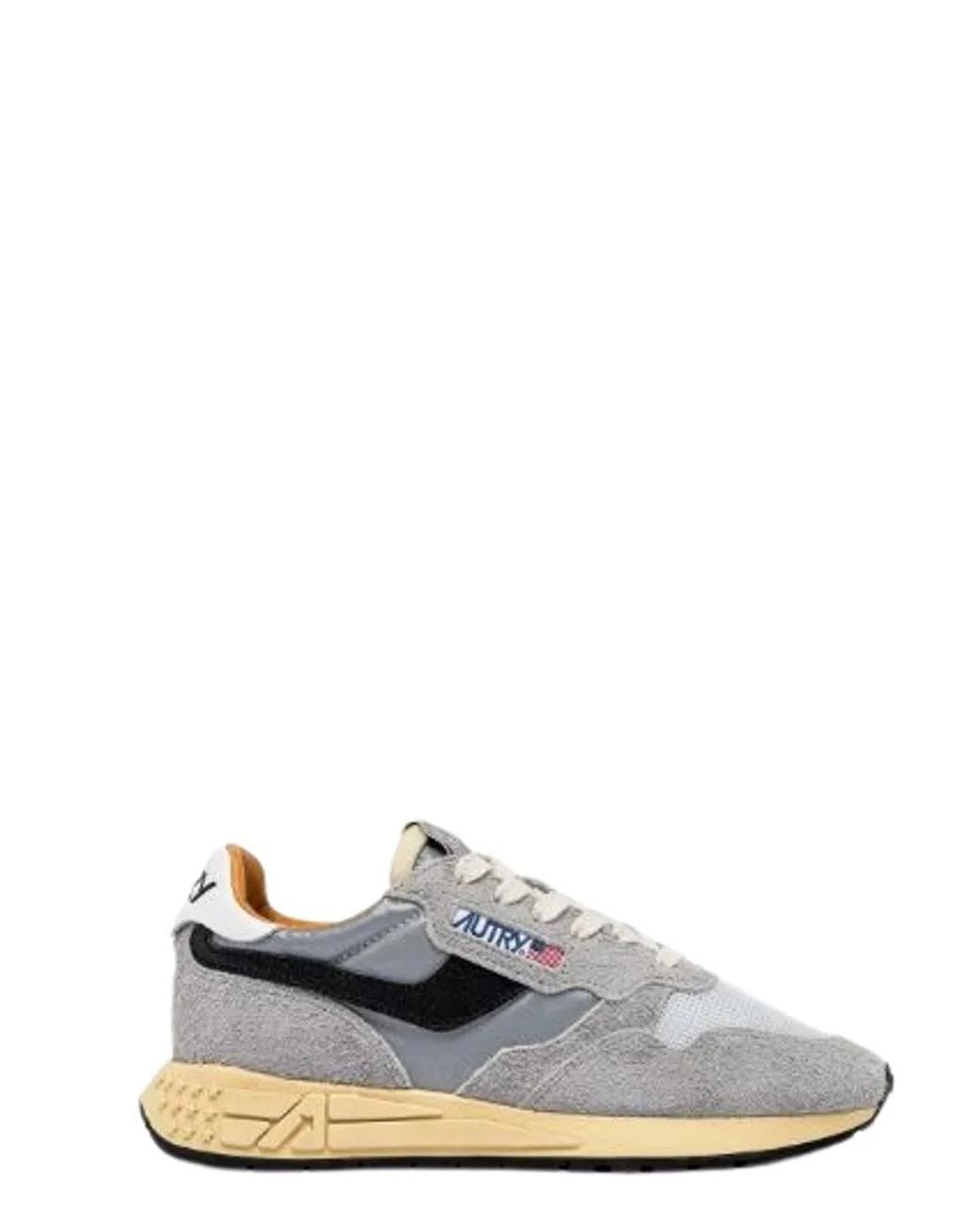 Autry White Calf Suede Calf Leather Mesh Panelled Flat Shoes for men