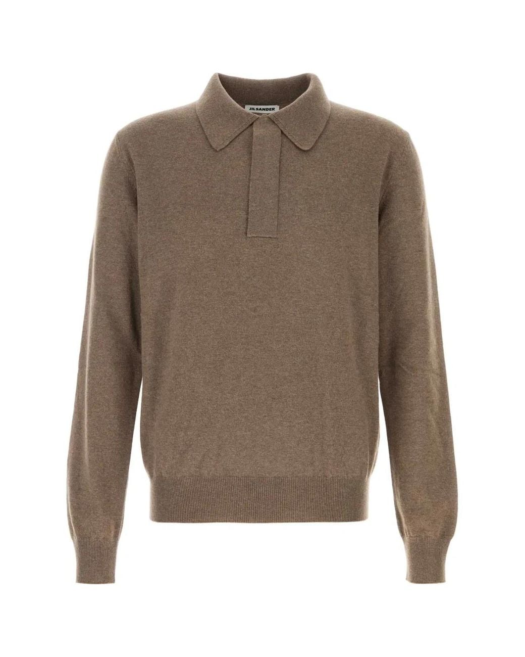 Jil Sander Brown Mud Wool Polo Shirt for men