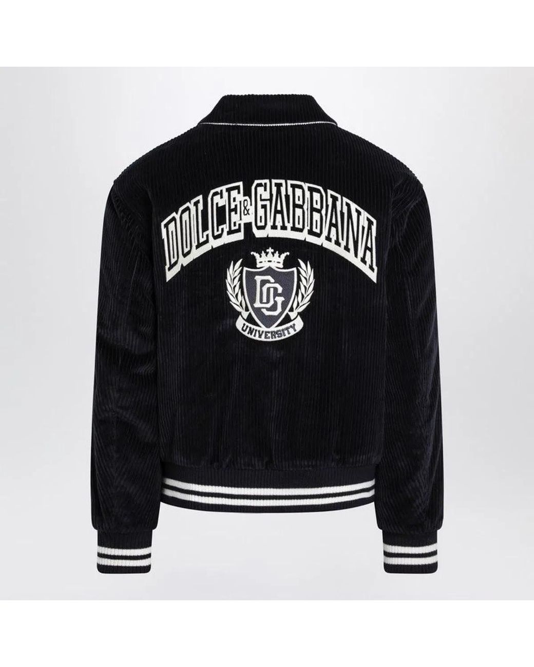 Dolce & Gabbana Black Corduroy Varsity Bomber for men