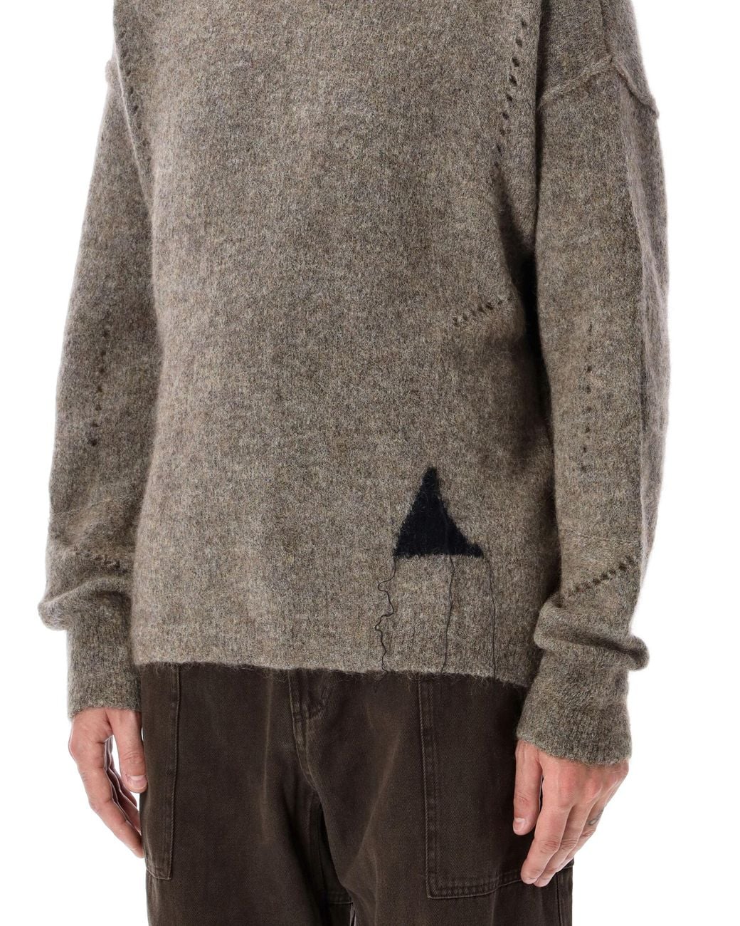 Roa Gray Dropstitch Mohair Knit Crewneck for men