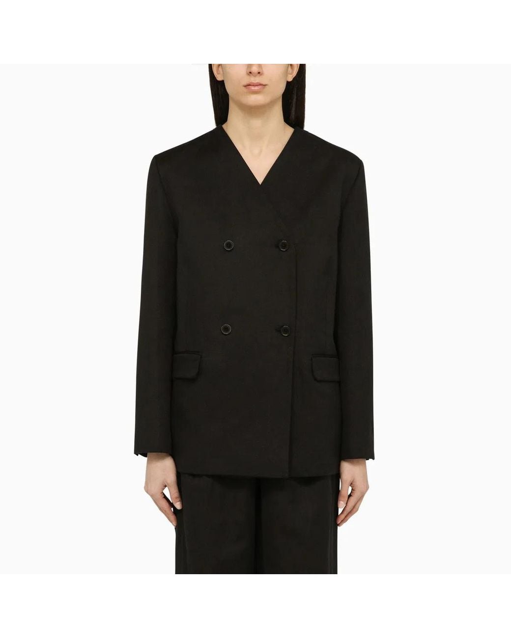 Loulou de Saison Black Double-Breasted Jacket