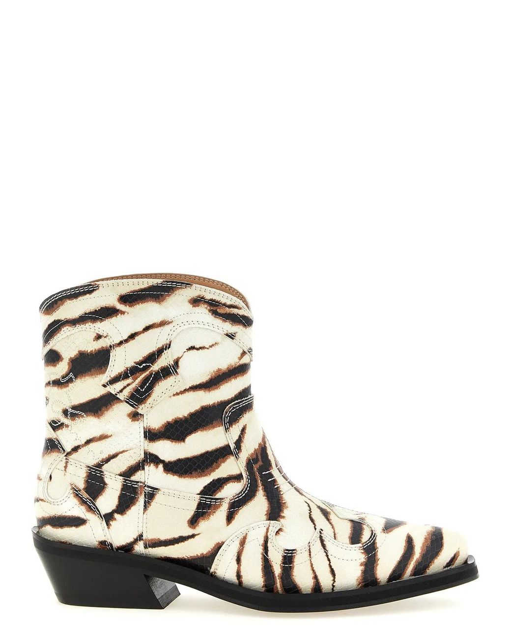 Ganni White Western Ankle Boots
