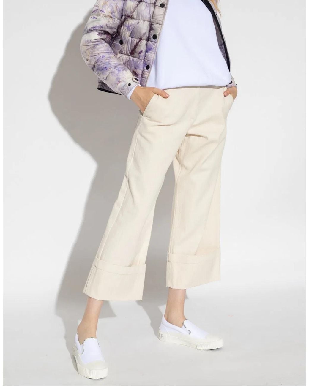 Moncler White Wide Leg Trousers For