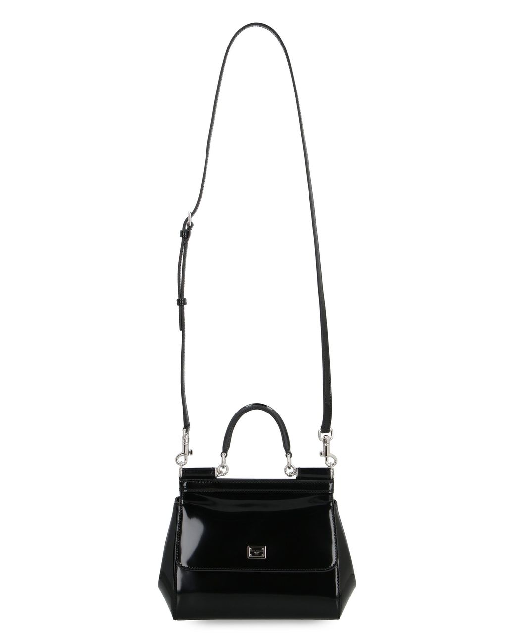 Dolce & Gabbana Black Dolce & Gabbana Small Sicily Glossy Calfskin Handbag