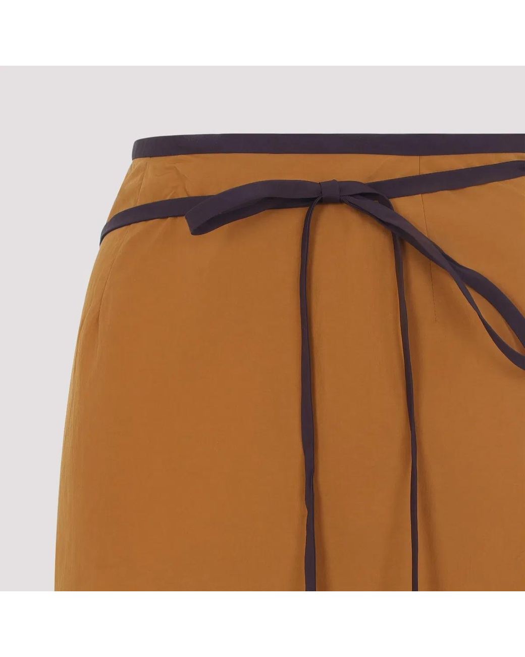 Saint Laurent Brown Nylon Midi Skirt