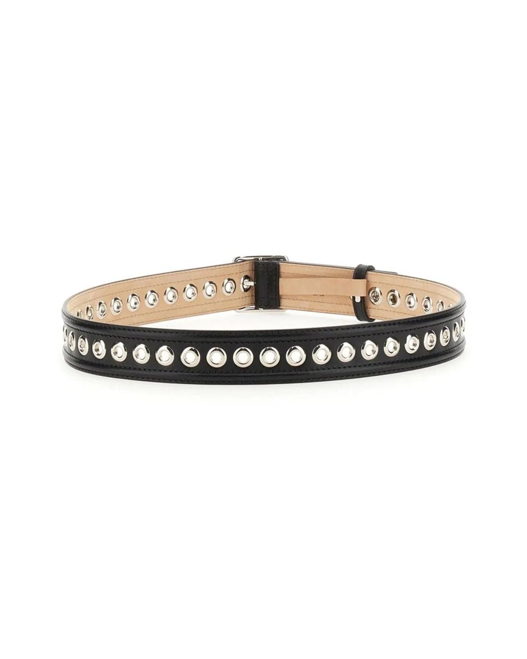 McQueen Black Medium Belt With Eyelets