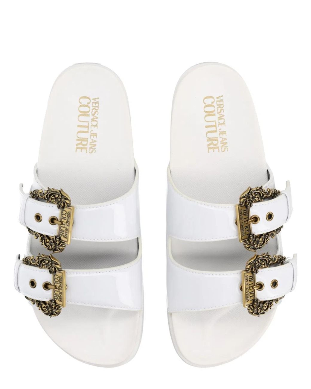 Versace Jeans Couture White Polyurethane Flats
