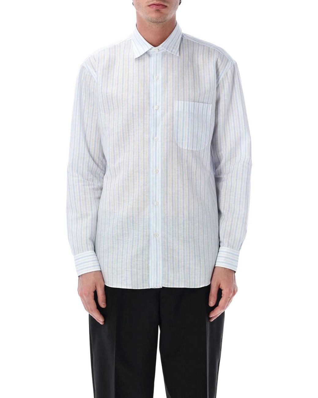 Salvatore Piccolo White Alberto Cotton-Blend Stripe Shirt for men