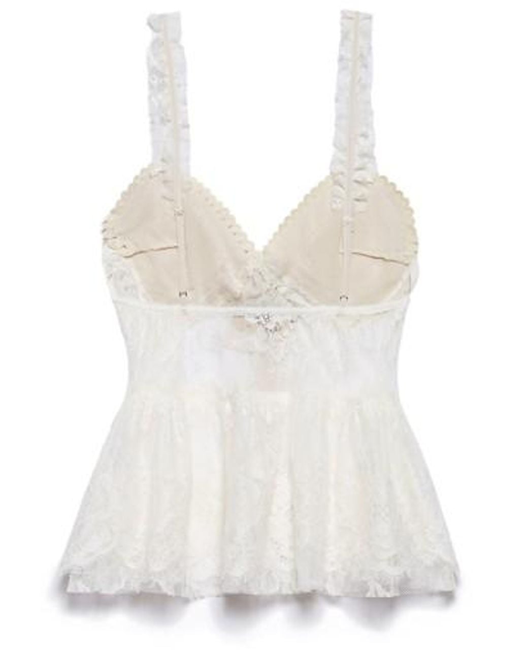 Aniye By White Ribbon Detail Ruffle Trim Lace Top