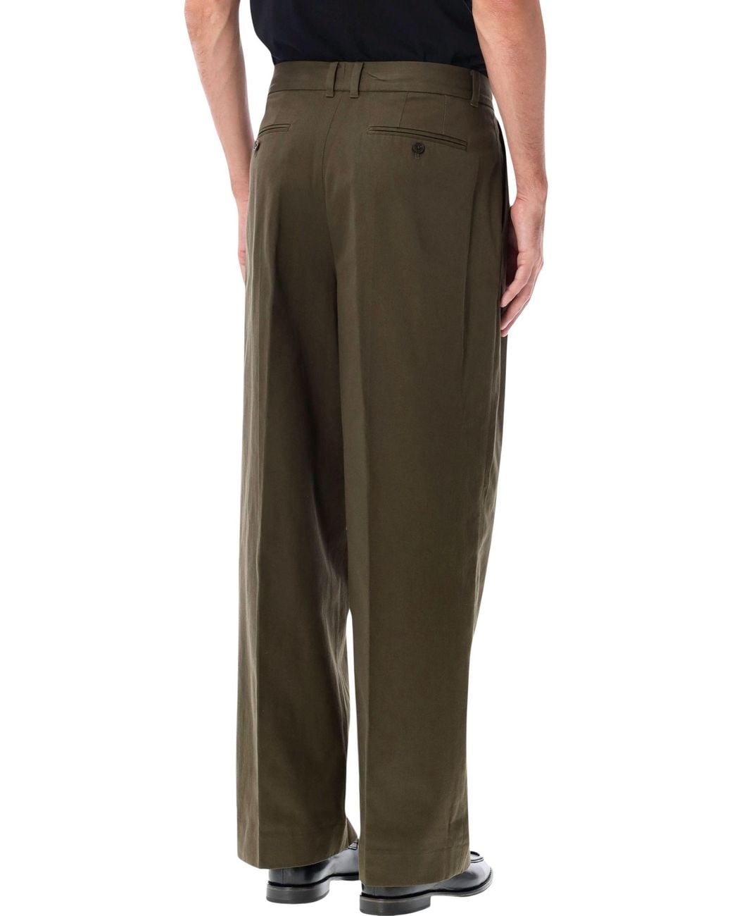 DUNST Green Double Pleated Wide Chinos for men