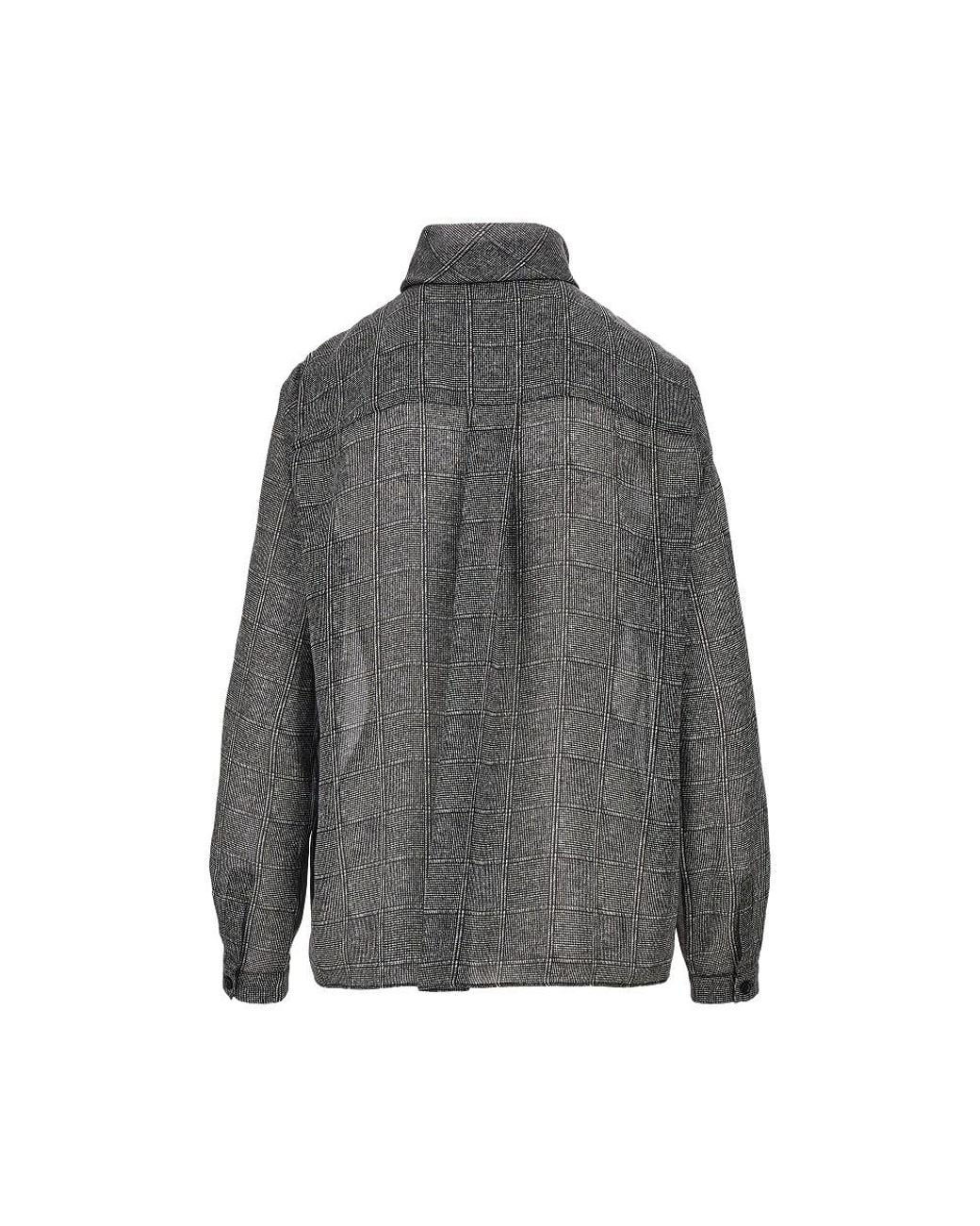 Emporio Armani Gray Check Print Satin Shirt