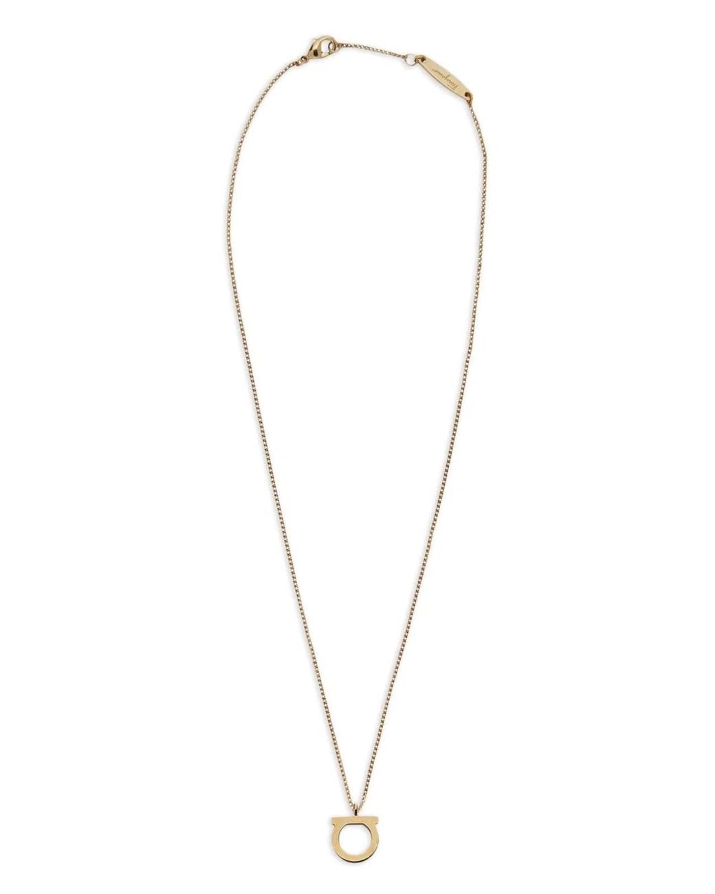 Ferragamo White Tone Gancini Statement Pendant Bijoux