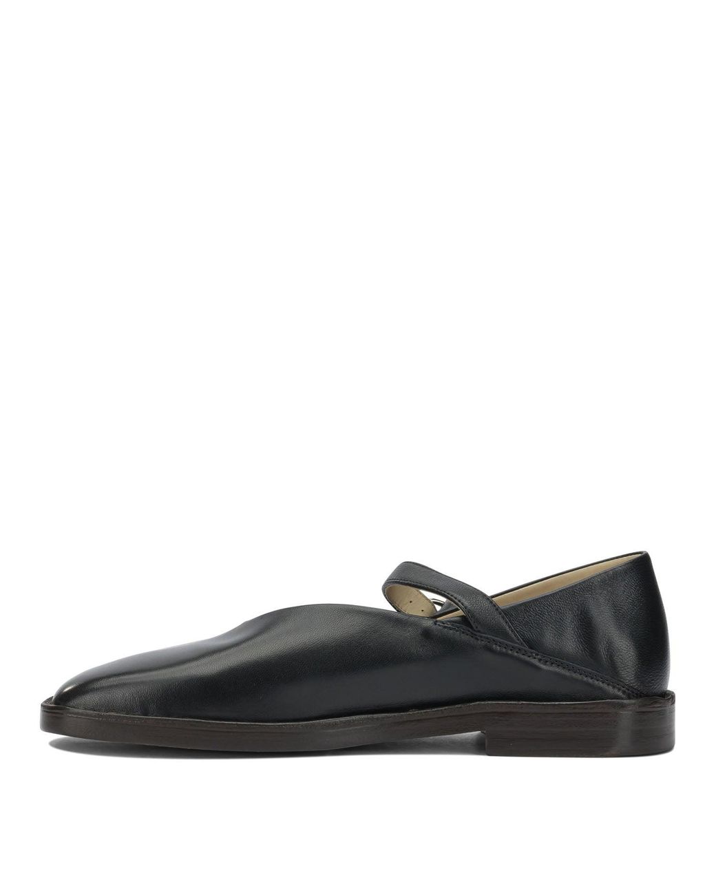Lemaire Black Mary Jane Leather Ballet Flats