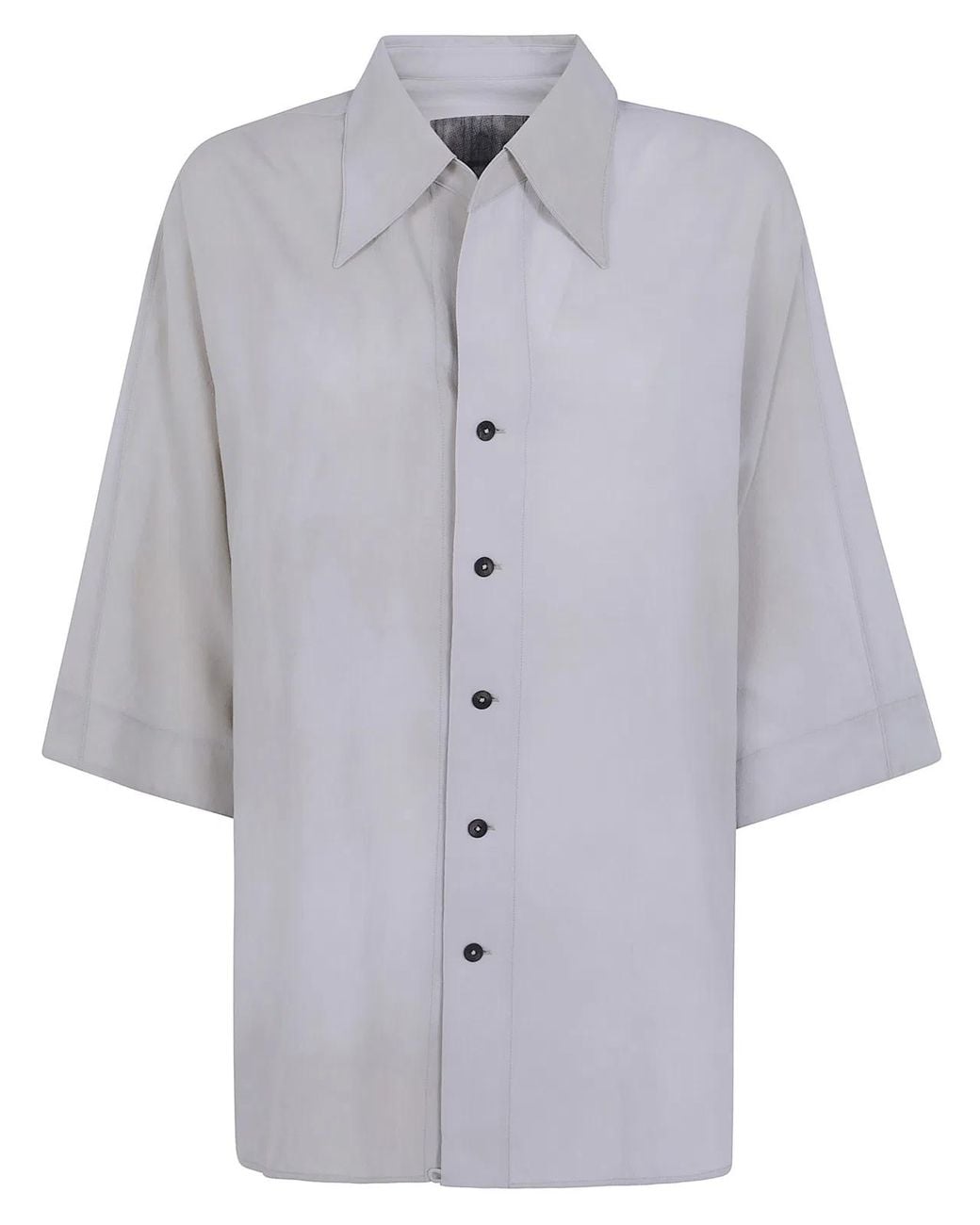 Ziggy Chen Blue Short Sleeves Back Gathered Shirt