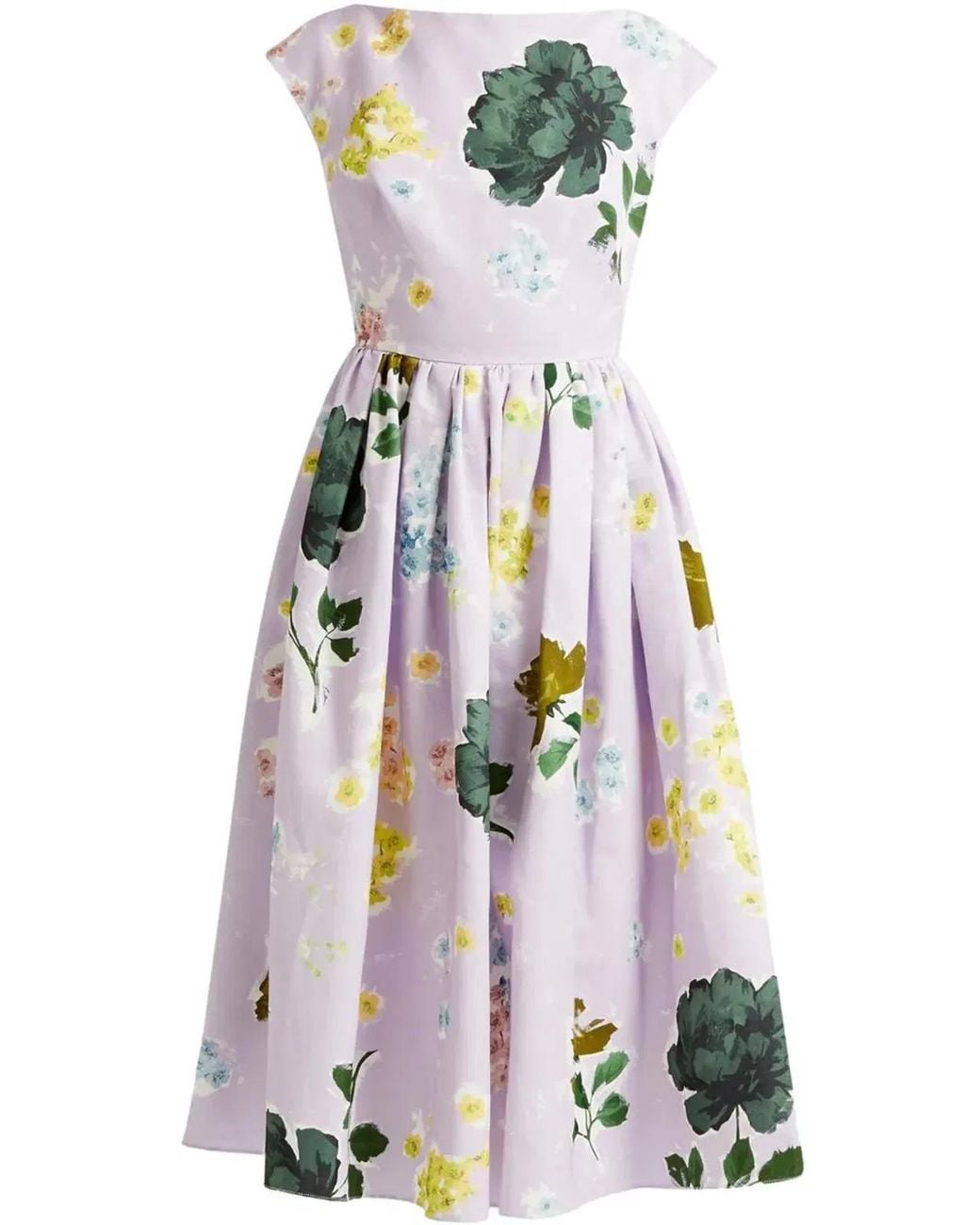 Erdem White Vestido Margot Flores Escote B