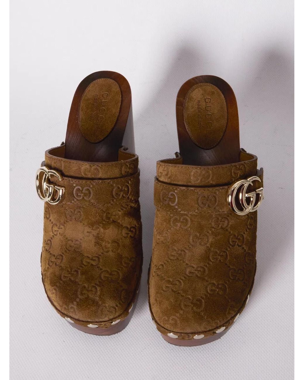 Gucci Brown Double G Platform Clog
