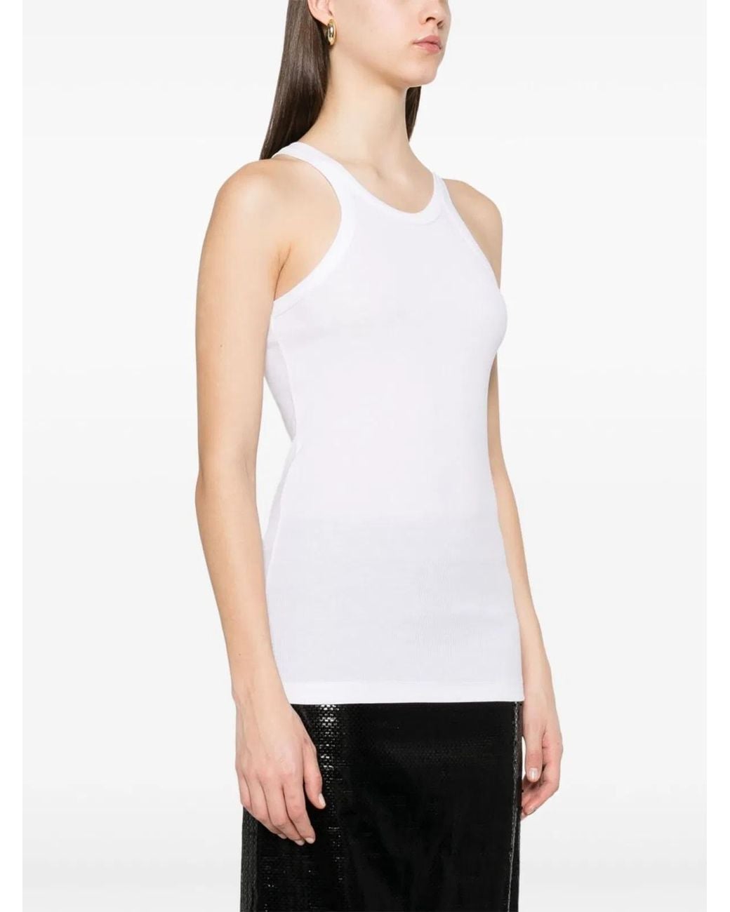 Max Mara White Nastie Silk Cotton Tank Top