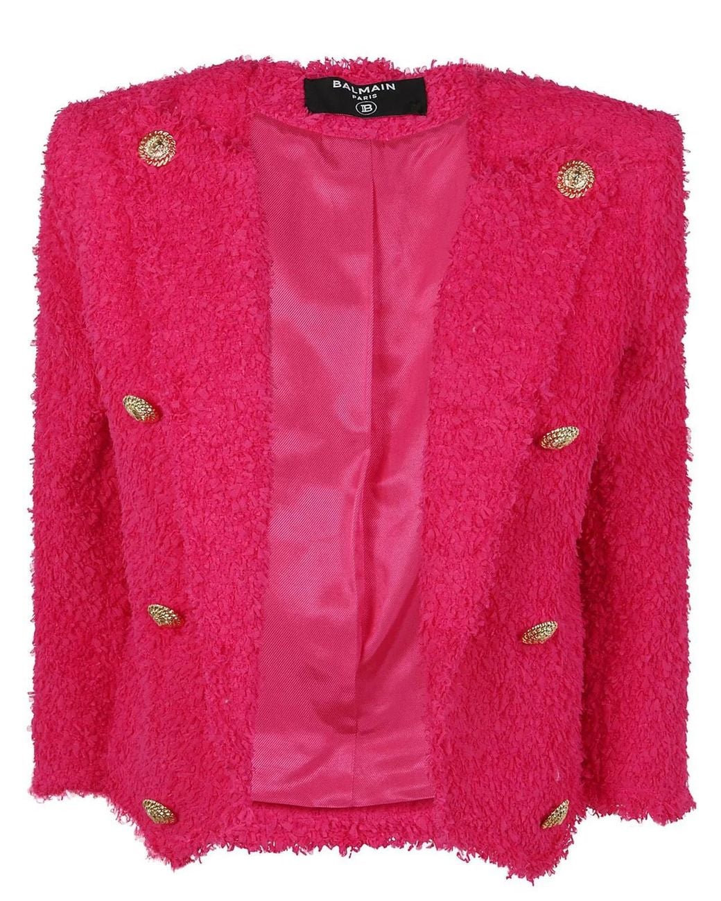Balmain Pink 8 Button Tweed Spencer Jacket