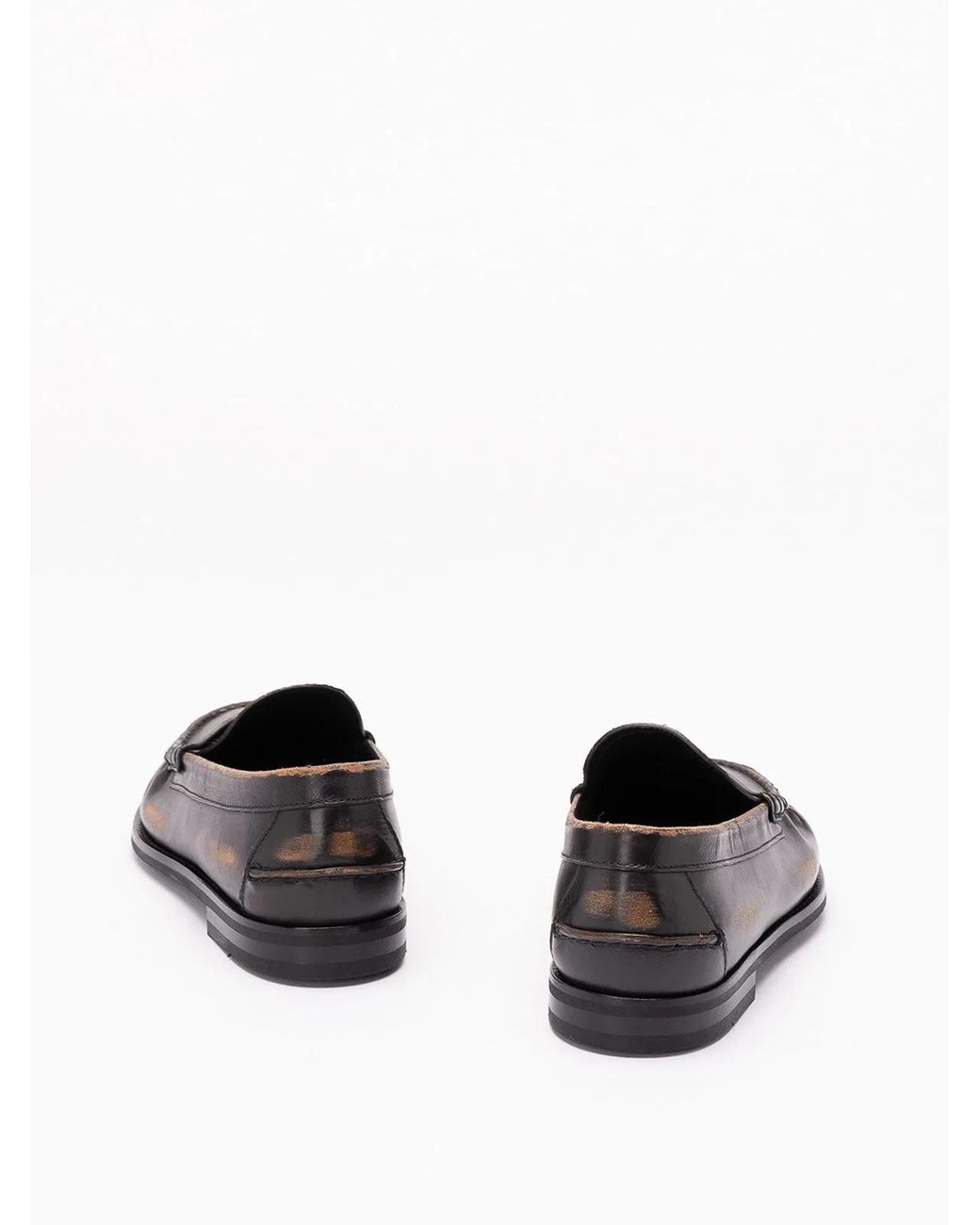 Prada Gray Antiqued Leather Loafers for men