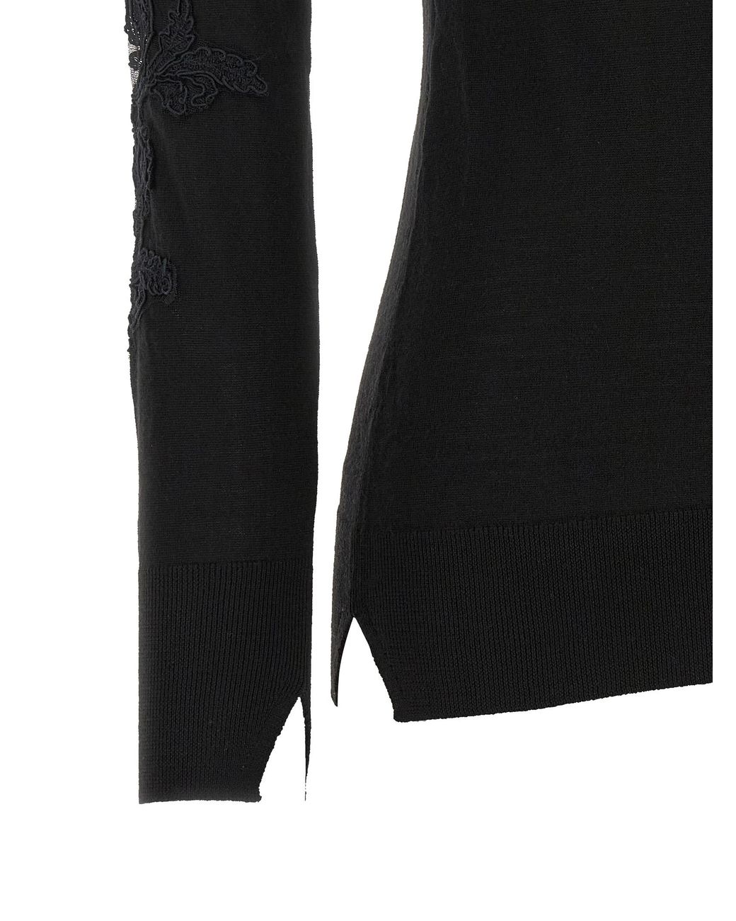 Ermanno Scervino Black High Neck With Lace Inserts