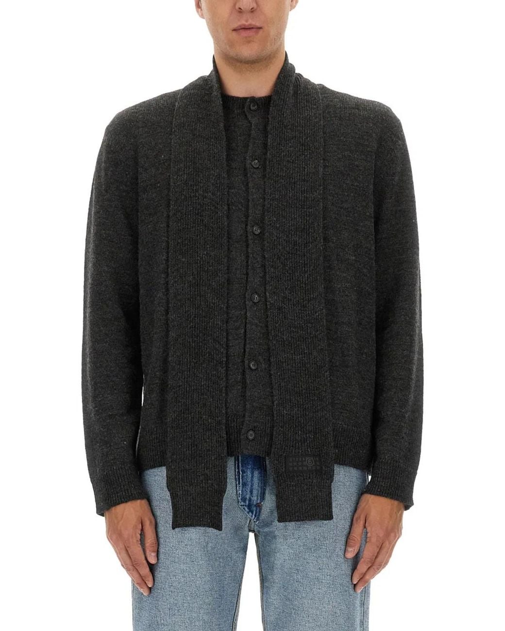 MM6 by Maison Margiela Black Wool-Blend Cardigan for men