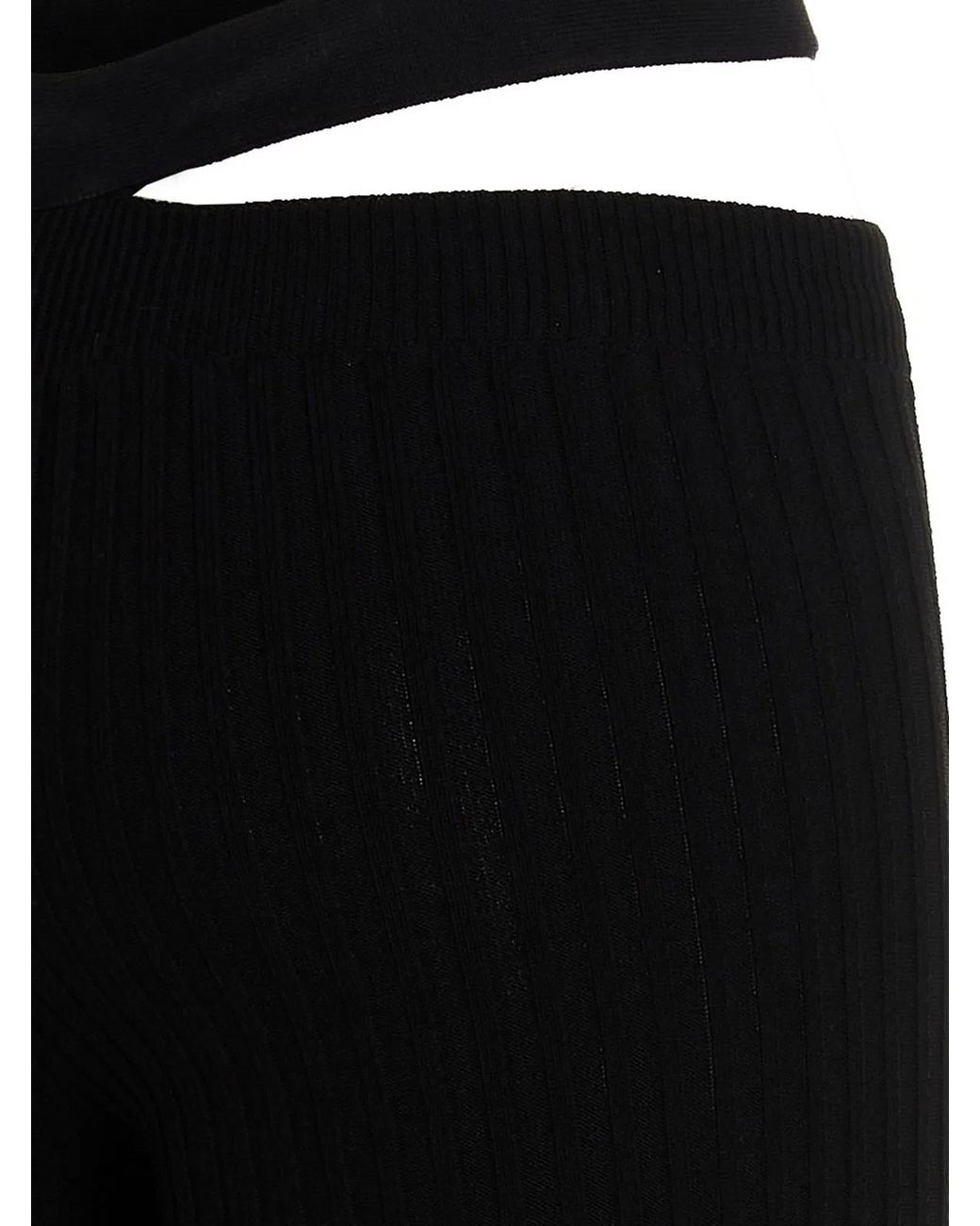 ANDREADAMO Black Ribbed Flared Trousers