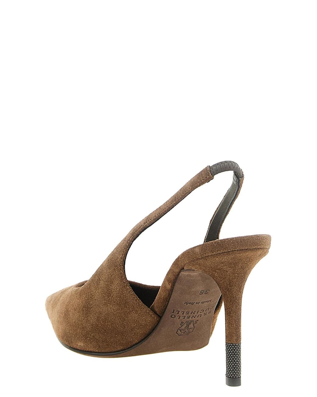 Brunello Cucinelli Brown Suede Slingbacks