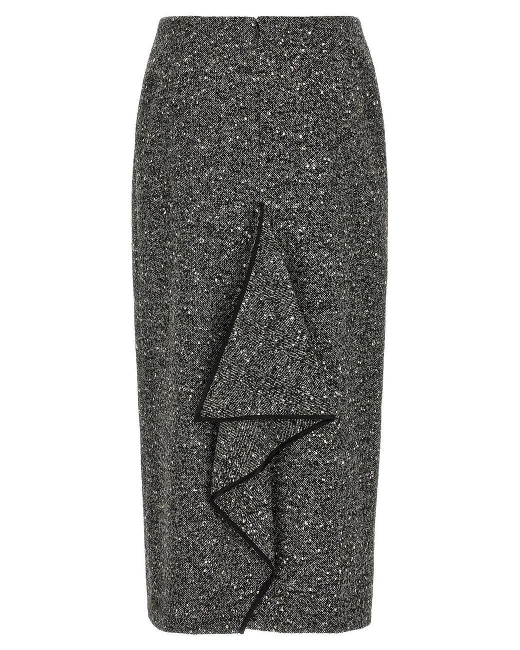 Valentino Garavani Gray Chevron Bouclé Skirt