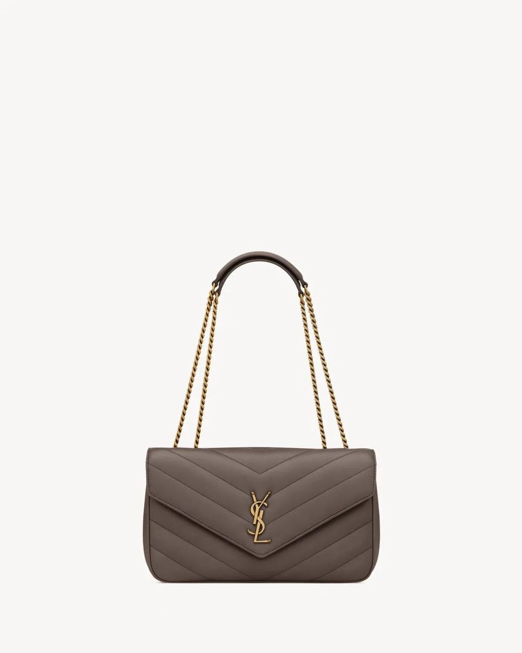 Saint Laurent Natural Dark Leather Medium Loulou Shoulder Bag