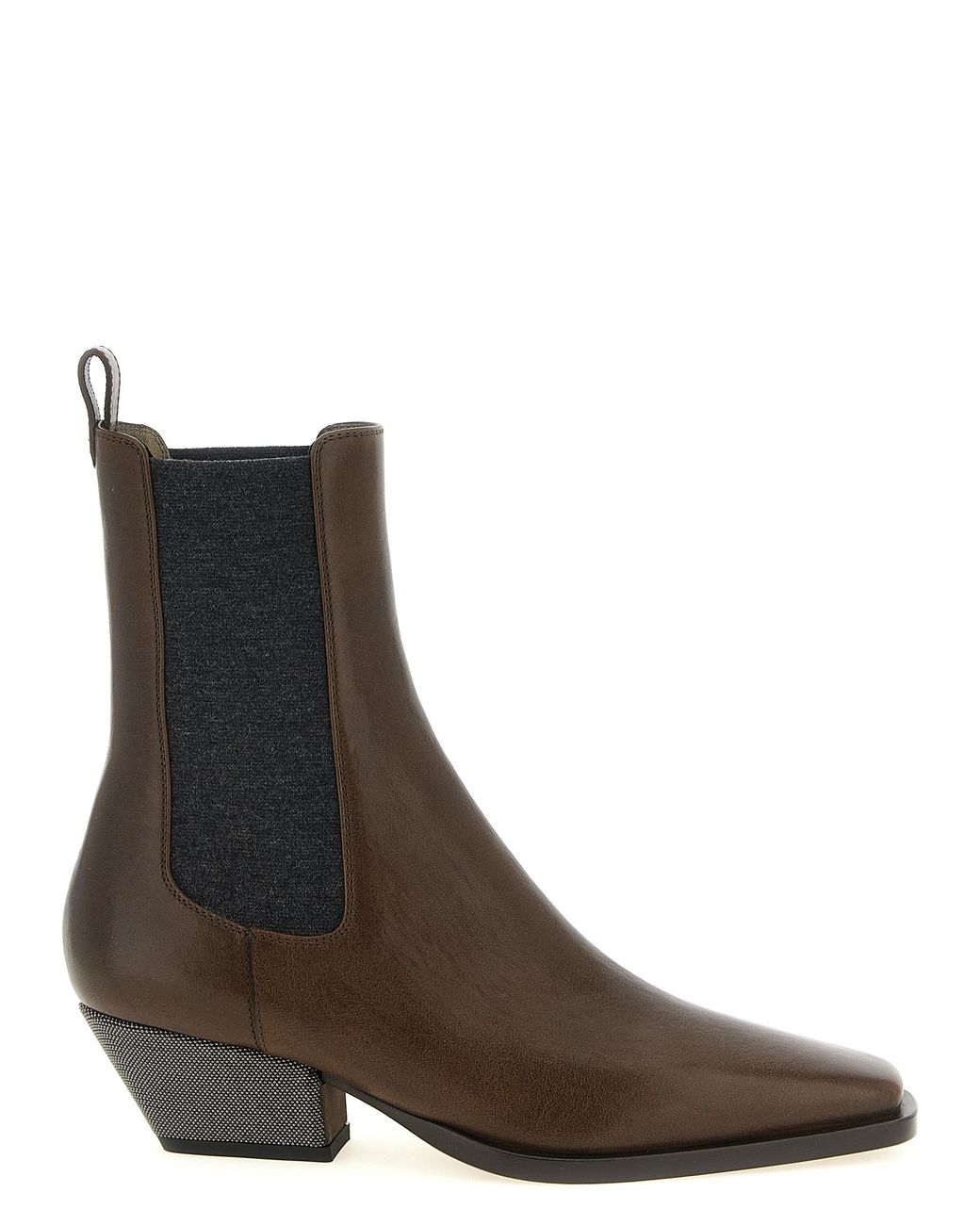 Brunello Cucinelli Brown 'Precious Heel' Ankle Boots