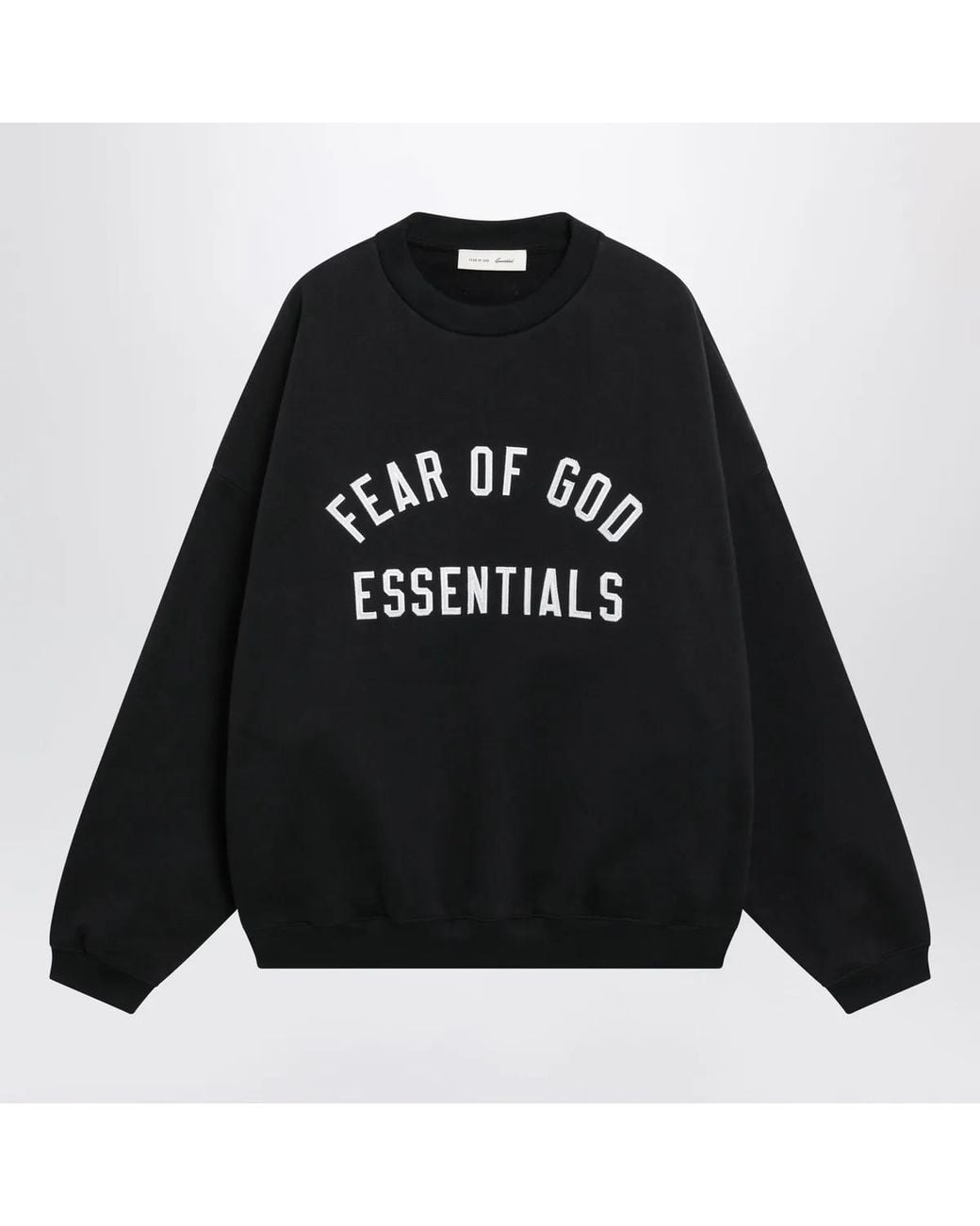 Fear Of God Black Cotton Fleece Sweatshirt With Logo Embroidery for men
