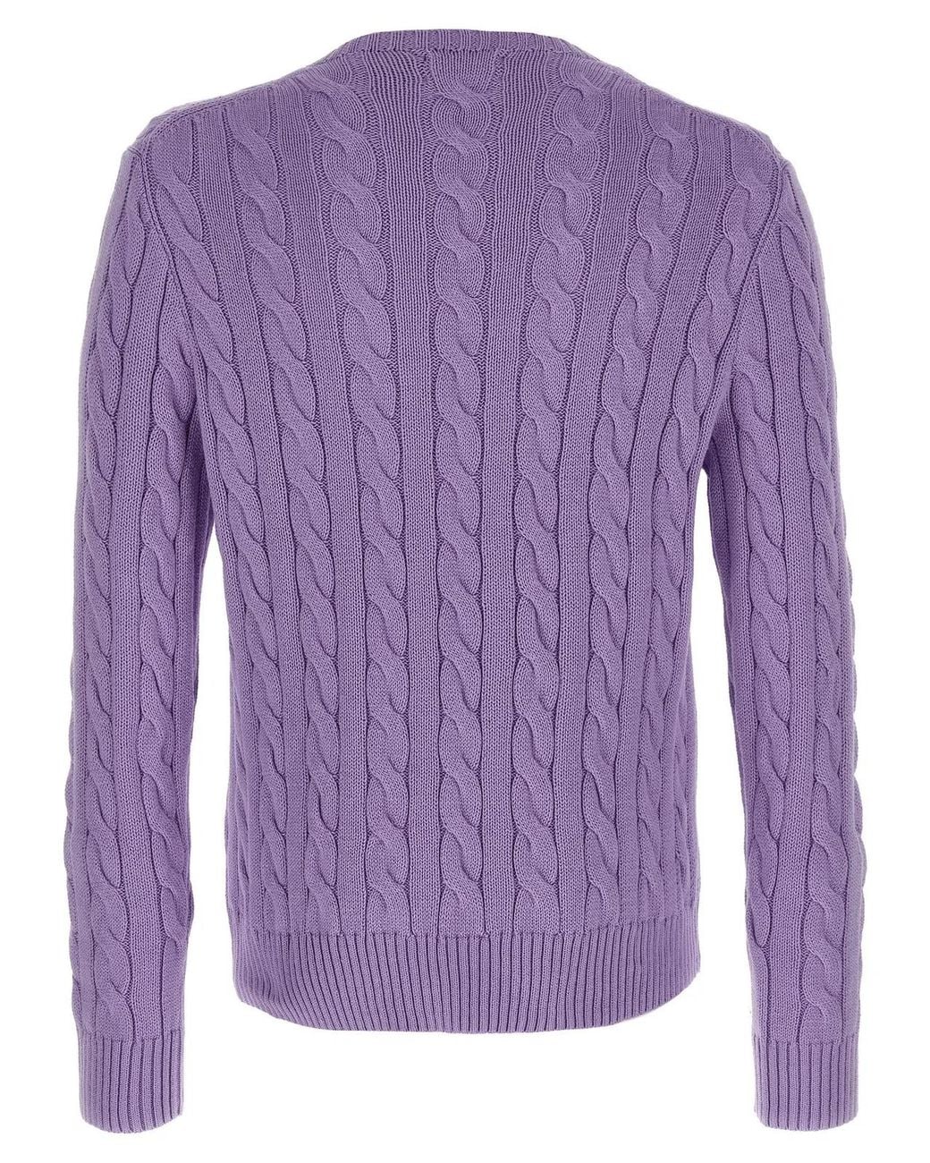 Polo Ralph Lauren Purple Cotton Braided Sweater for men