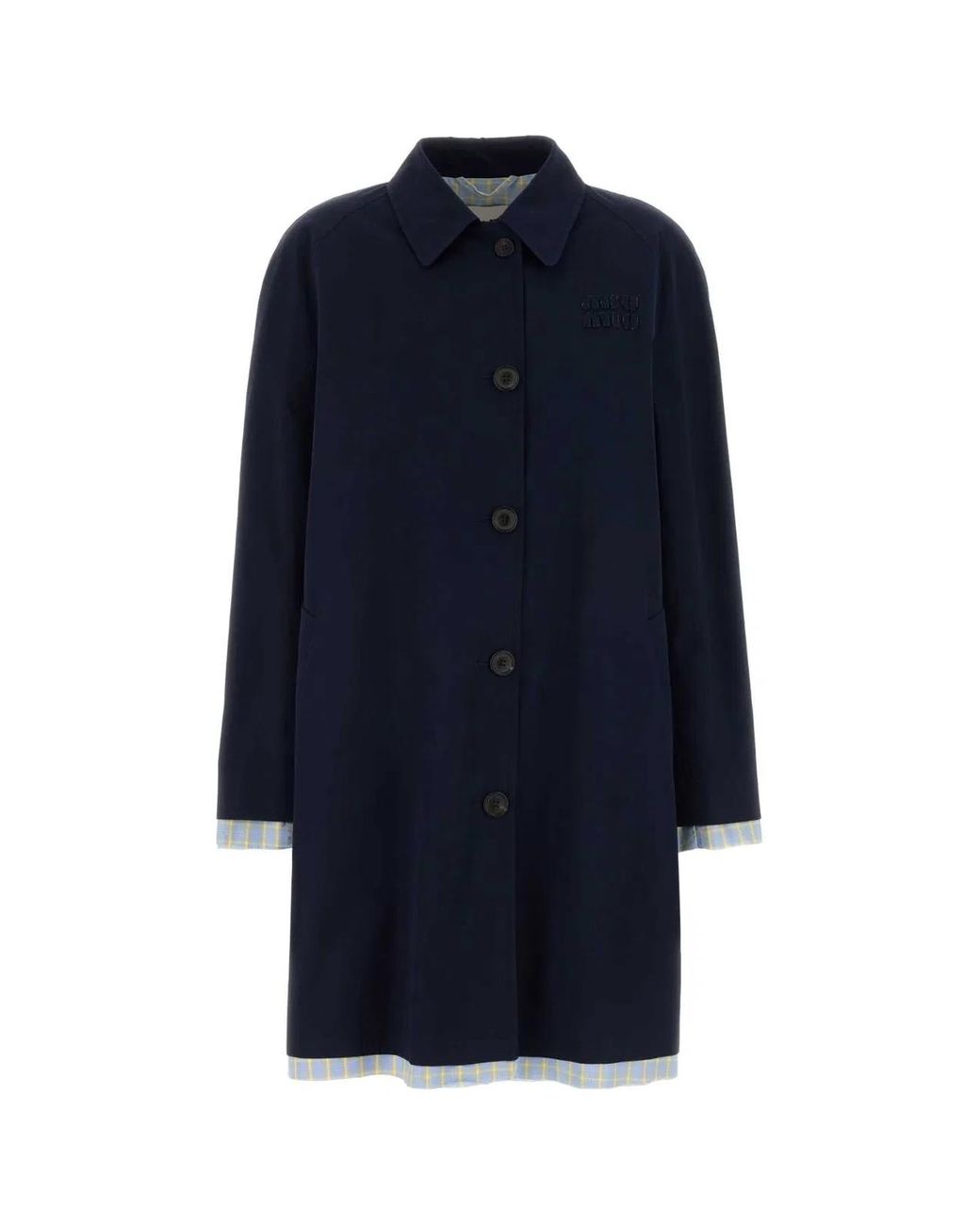 Miu Miu Blue Dark Poplin Trench Coat