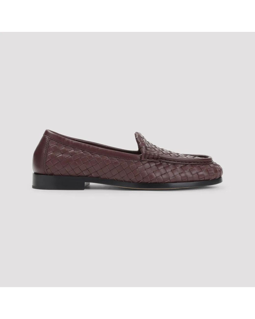Bottega Veneta Brown Deep Mahogany Leather Silenzio Supple Intrecciato Loafer