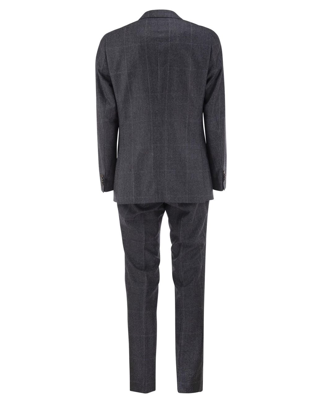Boss Black Virgin Wool Double-Breasted Suit With Check Pattern for men
