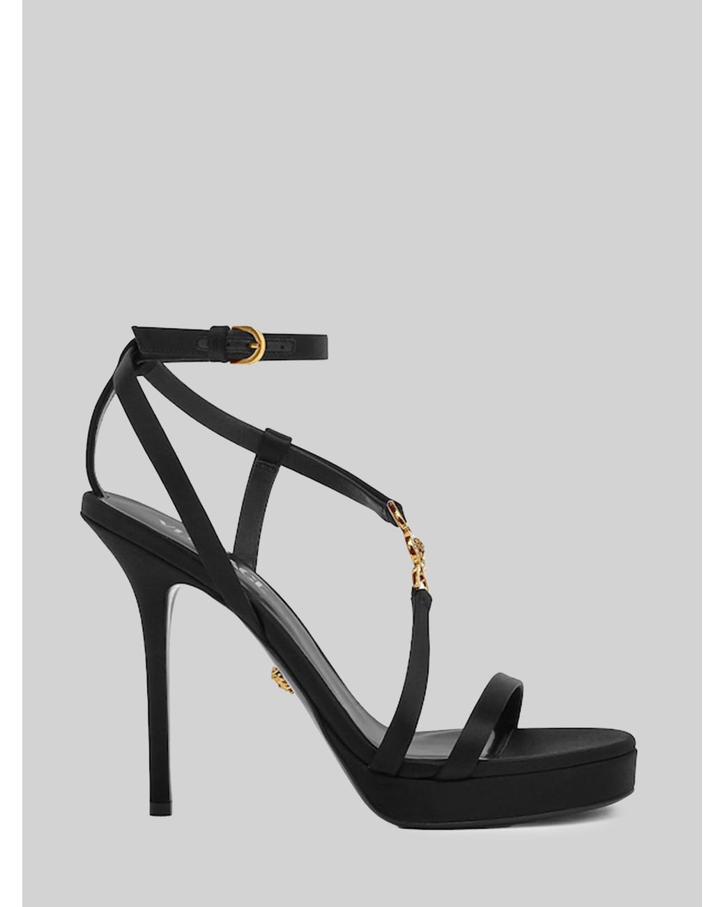 Versace Black Decorated Satin Medusa '95 Sandals