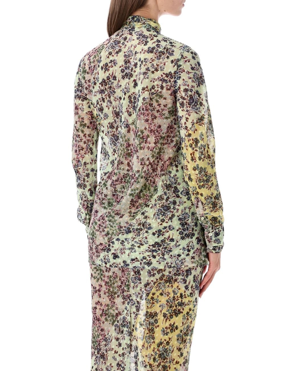 Dries Van Noten Blue Floral Print Button-Up Shirt