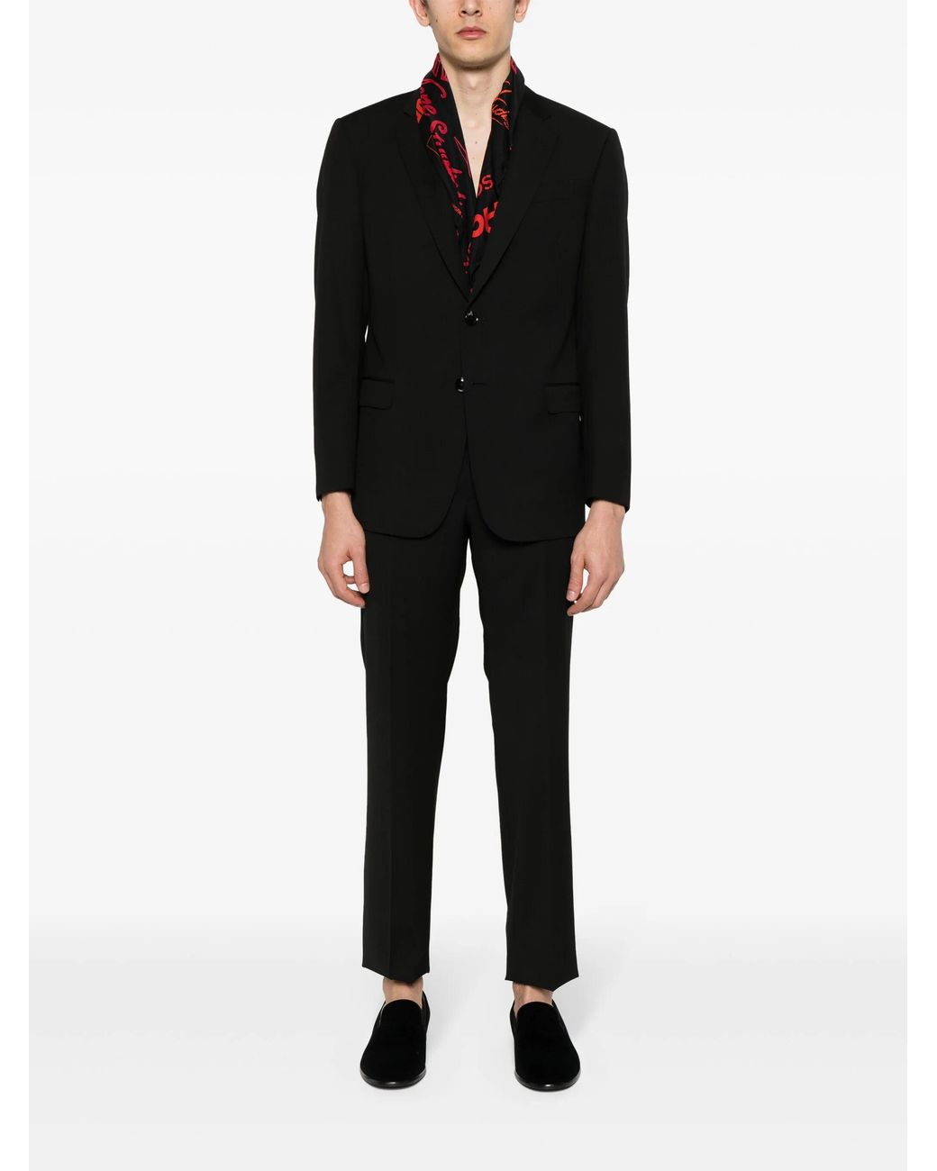 Giorgio Armani Black Structured Twill Virgin Wool Suit for men