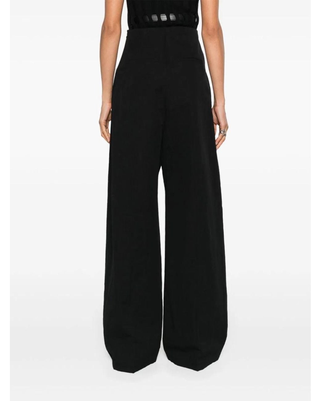 Max Mara Black Linen And Cotton Blend Trousers