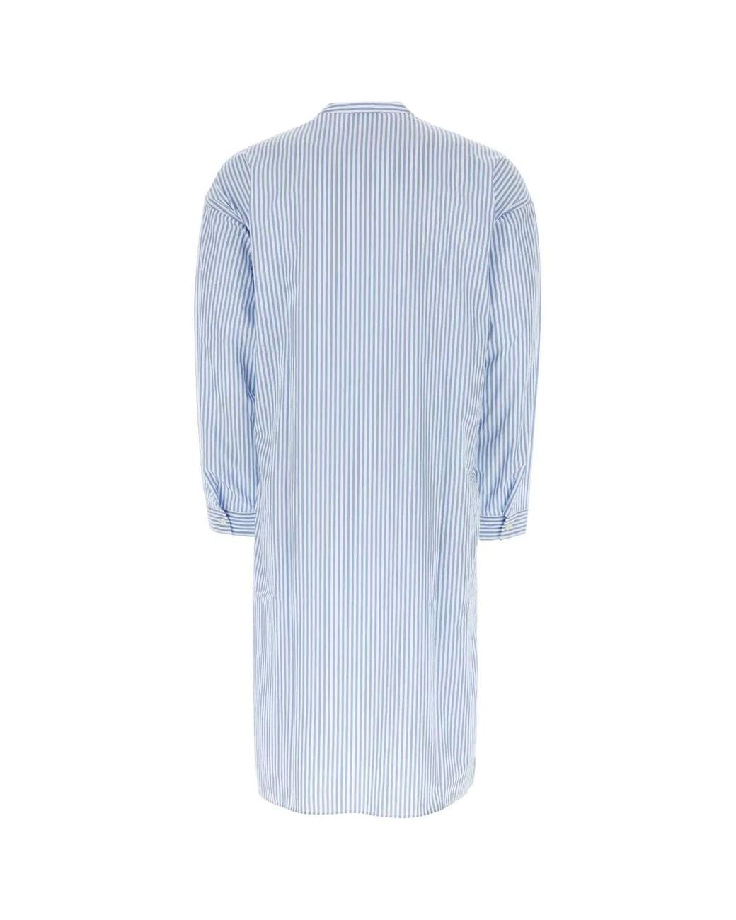 Prada Blue Printed Cotton Button-Down Shirt for men
