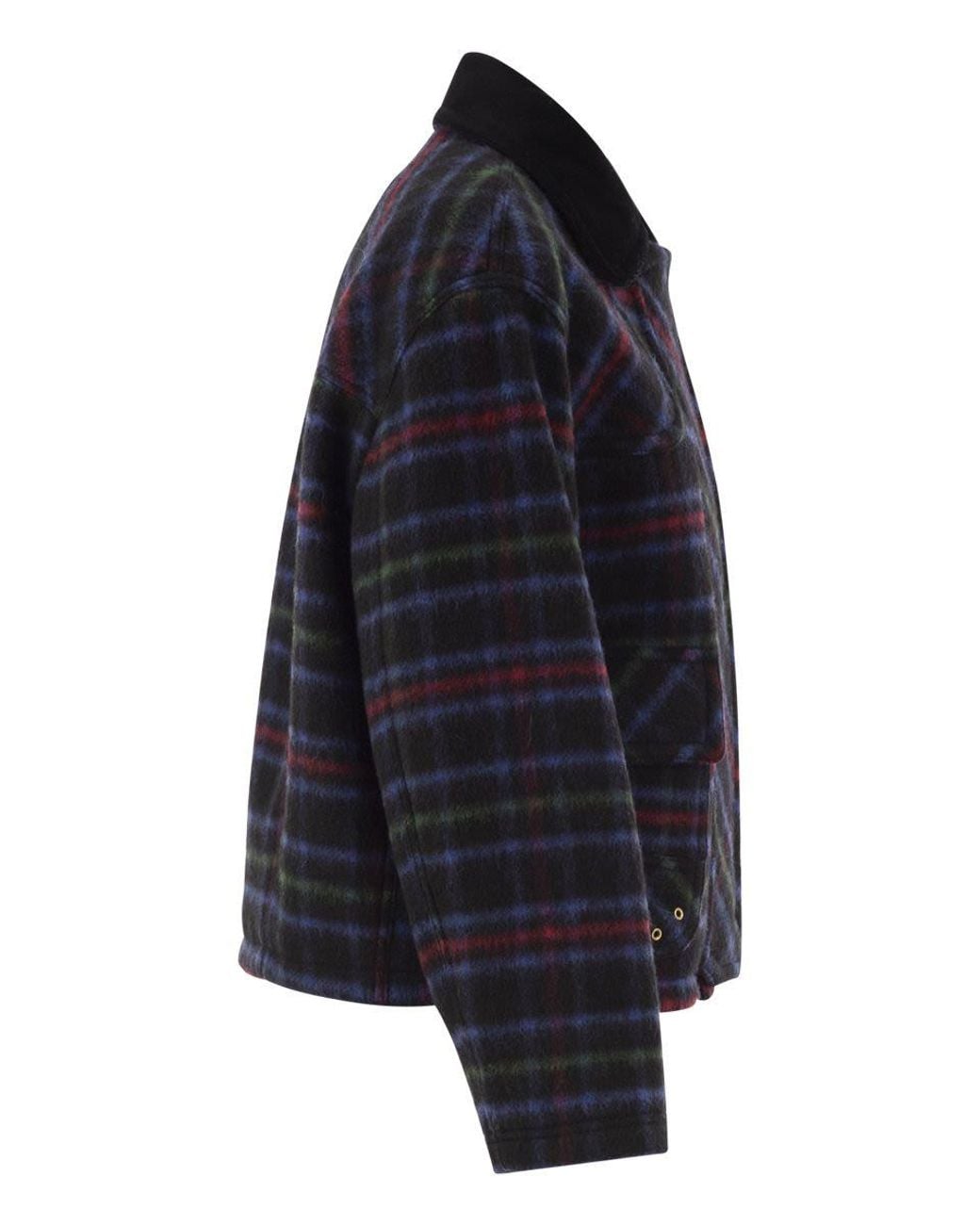 Fay Black Checked Wool-Blend Jacket With Hook Fastenings