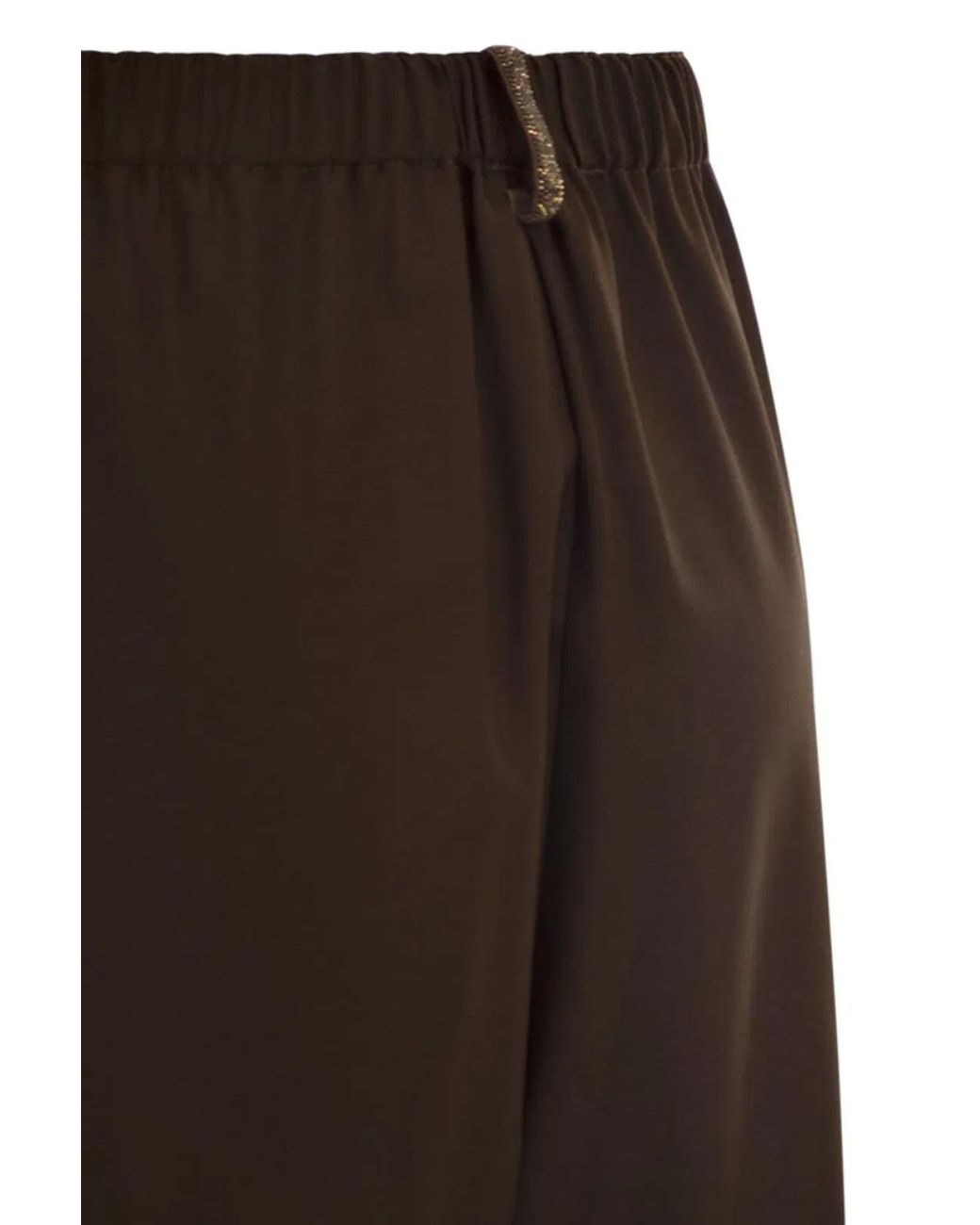 Fabiana Filippi Brown Wide-Leg Stretch Wool Trousers With Elasticated Waistband