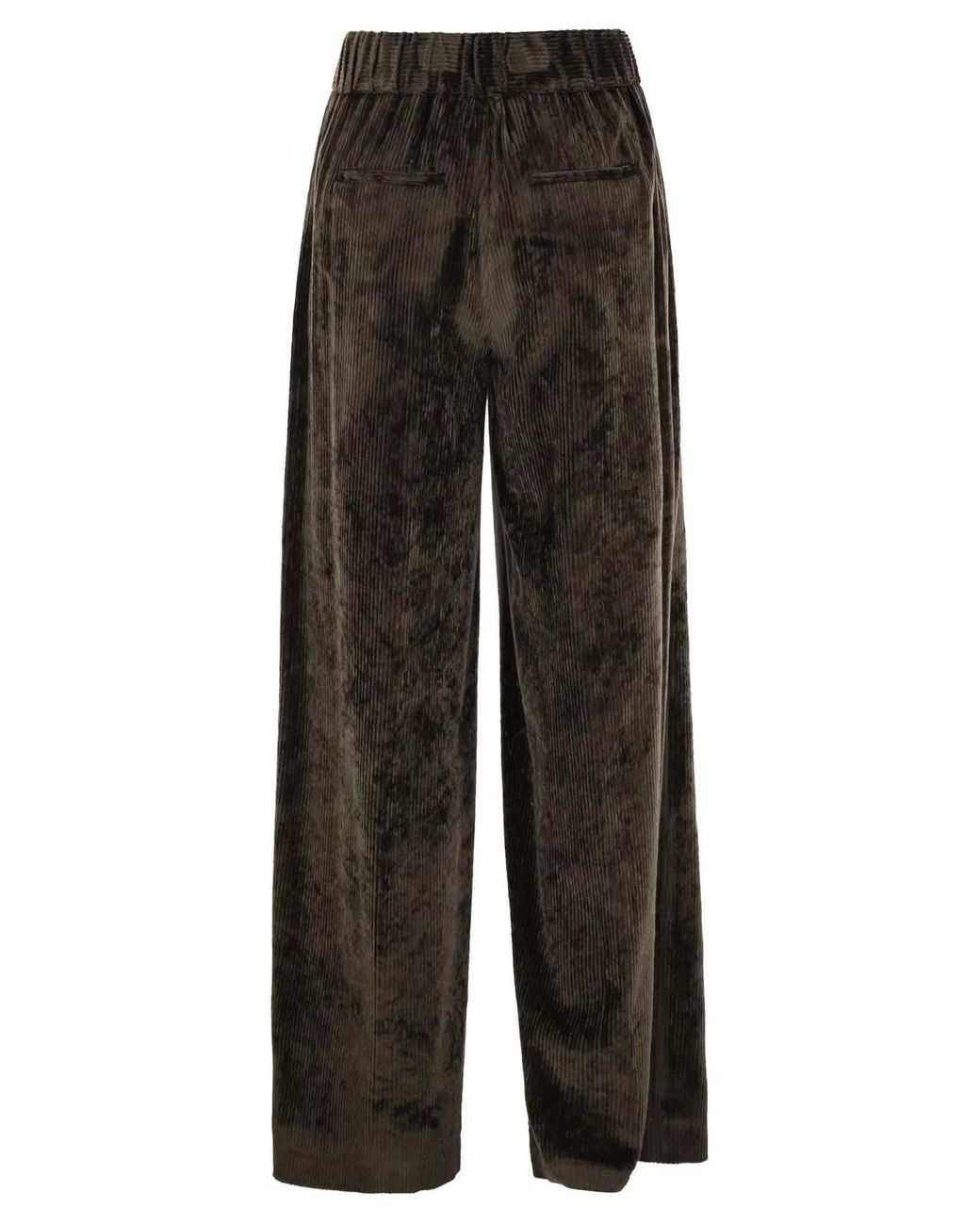 Peserico Black Fluid Corduroy Trousers